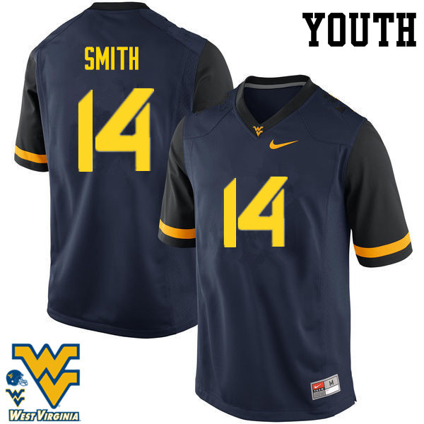 NCAA Youth Collin Smith West Virginia Mountaineers Navy #14 Nike Stitched Football College Authentic Jersey ZT23D83PK